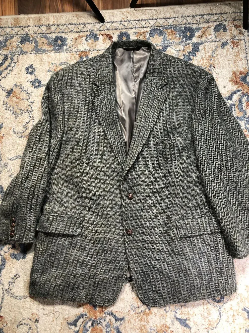 Jos. A. Bank Sport Coat Mens 50R Gray Herringbone Harris Tweed Blazer Jacket